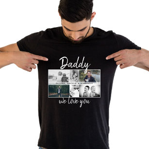 Father with Kids and Family Dad Photo Collage T-Shirt