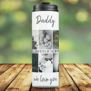 Father with Kids and Family Dad Photo Collage Thermal Tumbler