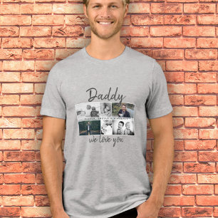 Father with Kids and Family Dad Photo Collage Tri-Blend Shirt