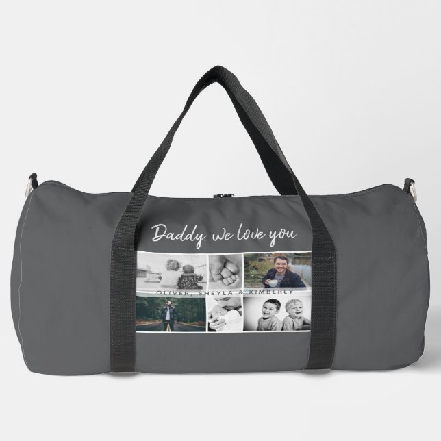Father with Kids and Family Dad Photo Duffle Bag (Front)