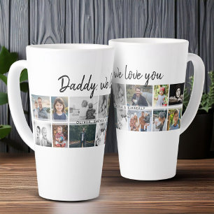 Father with Kids Family Dad 14 Photo Collage  Latte Mug