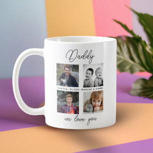 Father with Kids Family Daddy 4 Photo Collage  Coffee Mug