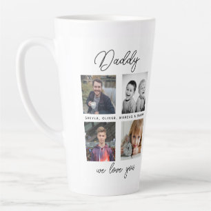 Father with Kids Family Daddy 4 Photo Collage  Latte Mug