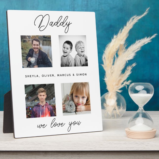 Father with Kids Family Daddy Photo Collage  Plaque (Side)