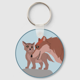 Father Wolf and Pup Key Ring
