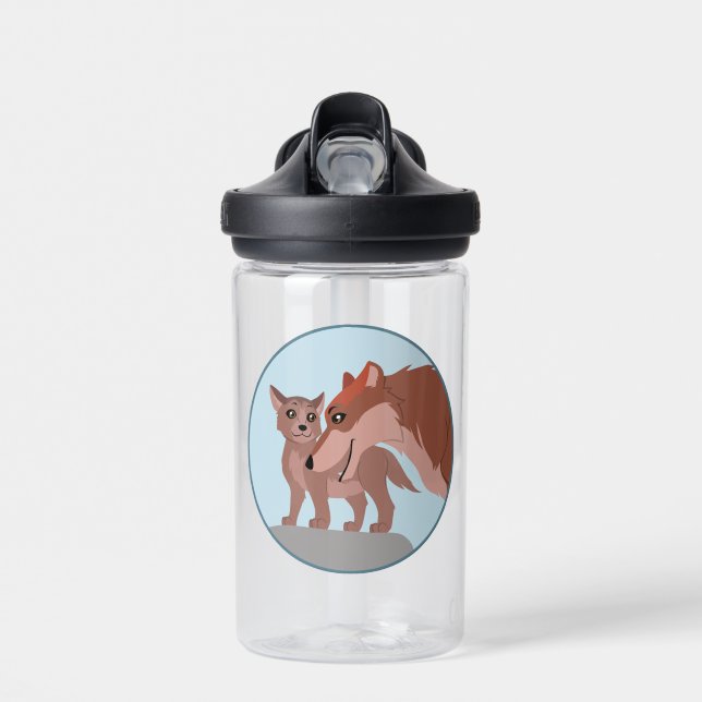 Father Wolf and Pup Water Bottle (Front)