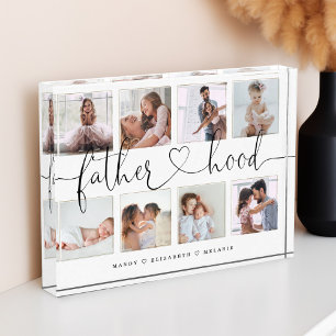 Fatherhood Script Gift For fathers Photo Collage Block