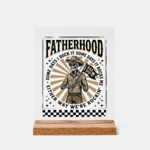 Fatherhood Vintage Skeleton Cowboy Dad Shirt Desig Acrylic Sign