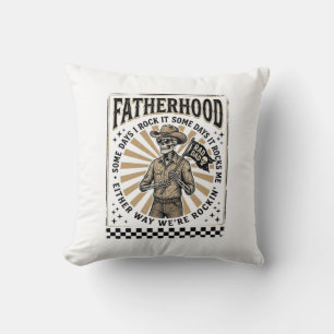 Fatherhood Vintage Skeleton Cowboy Dad Shirt Desig Cushion