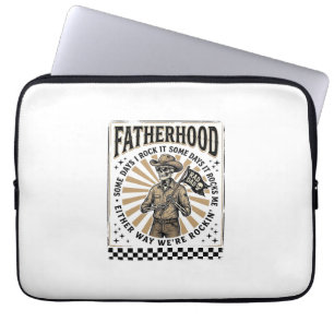 Fatherhood Vintage Skeleton Cowboy Dad Shirt Desig Laptop Sleeve