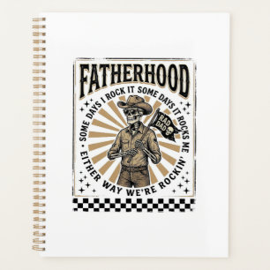 Fatherhood Vintage Skeleton Cowboy Dad Shirt Desig Planner