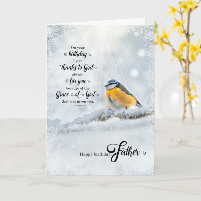 Father's Birthday 1 Corinthians Christian Verse Card (Yellow Flower)