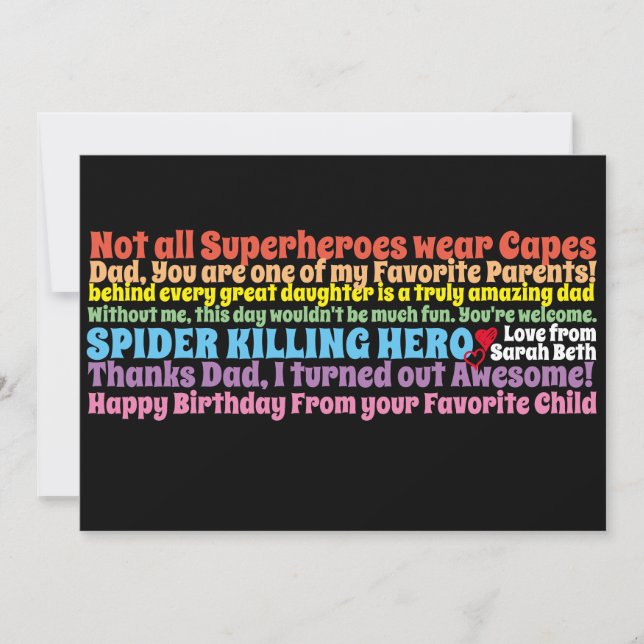 Fathers Birthday Funny Quotes Wishes from Daughter Card (Front)