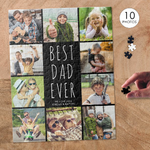 Father's Day 10 Photo Collage Modern Jigsaw Puzzle