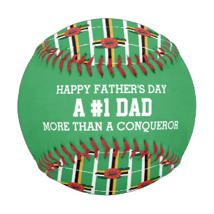 Father's Day #1 NUMBER 1 DAD Dominica FLAG Baseball