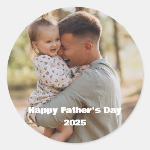 fathers day 2025 , stylish script holiday photo classic round sticker