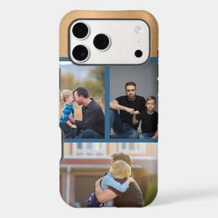 Father's Day! 3 Photo Collage Gold Blue Trends 