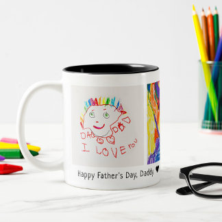 Father's Day 3 Photo Custom Kid's Art Coffee Mug