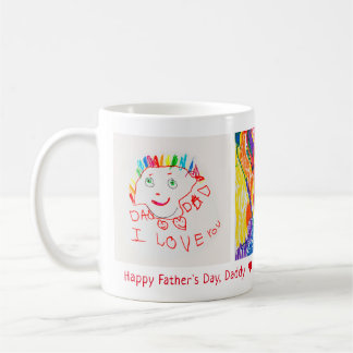 Father's Day 3 Photo Custom Kid's Art Coffee Mug