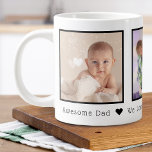 Father's Day 3 Photo Personalised Large Coffee Mug<br><div class="desc">Custom printed coffee mug personalised with your photos and a custom Father's Day message. Add 3 special photos with a personal message. Message me if you need assistance or have any special requests.</div>