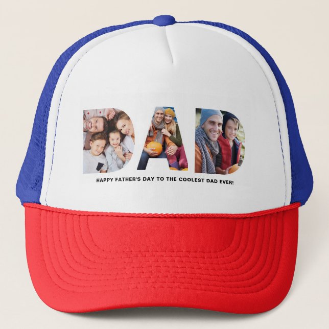 Father's Day 3 Photo Personalised  Trucker Hat (Front)