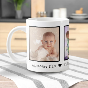 Father's Day 3 Photos Personalised Large Coffee Mug