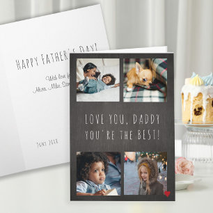 Father's Day 4 photo collage Love you Daddy grey Card