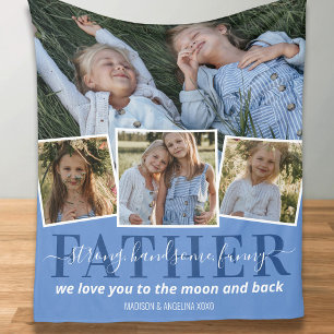 Fathers Day 4 Photo Dad Fleece Blanket
