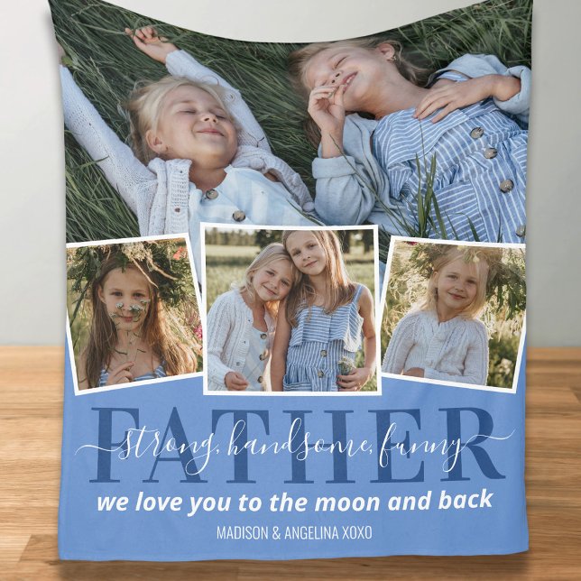 Fathers Day | 4 Photo Dad Fleece Blanket (Creator Uploaded)