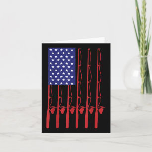 Fathers Day 4th Of July Fishing American Flag Card