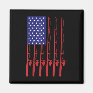Fathers Day 4th Of July Fishing American Flag Magnet