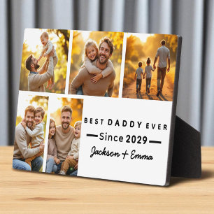 Father's Day 5 Photo Collage Cute Best Daddy Ever Plaque