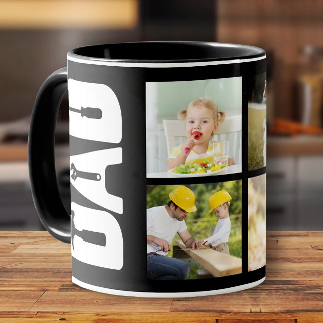 Father's Day 6 Photo Keepsake Handyman Dad Black Mug (Creator Uploaded)