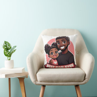 Father's Day - A black father and his daughter Cushion