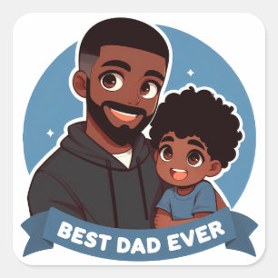 Father's Day - A black father and his son Square Sticker