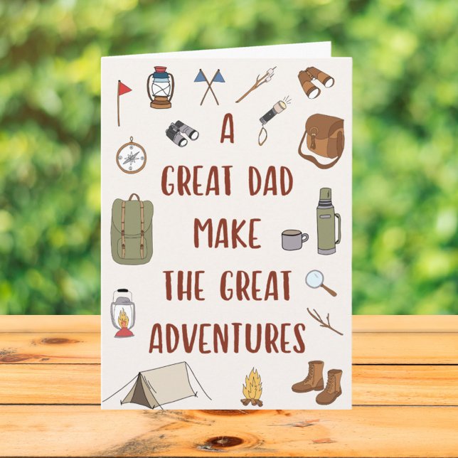 Fathers Day Adventure Camping Quote Card (Close up)