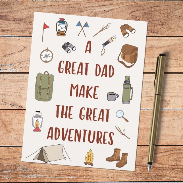 Fathers Day Adventure Camping Quote Postcard (In situ)