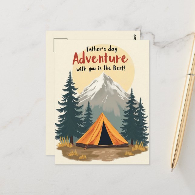 Fathers Day Adventure Camping Theme  Postcard (Front/Back In Situ)