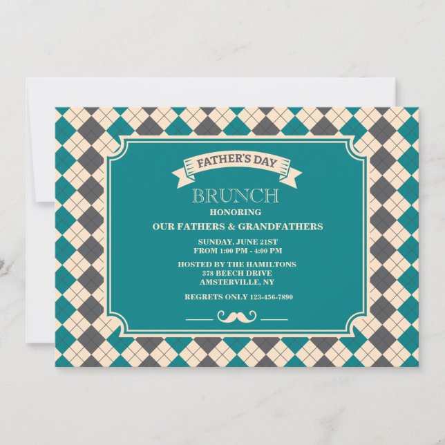 Father's Day Argyle Invitation (Front)