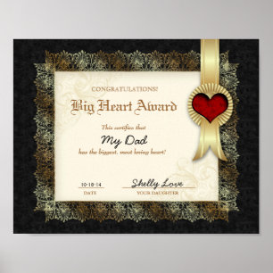 Father's Day Award Certificate Best Dad Poster