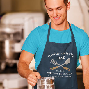 Fathers Day Awesome Dad BBQ Grill Personalised Apron