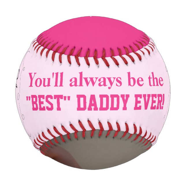 Father's Day Baby Girl Pink Photo Baseball (Front)