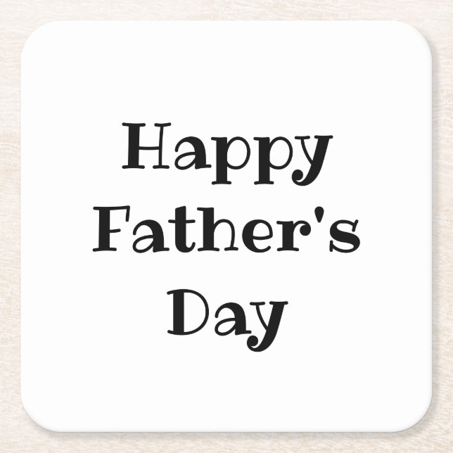 Father's Day Barbecue Simple Black White  Square Paper Coaster (Front)