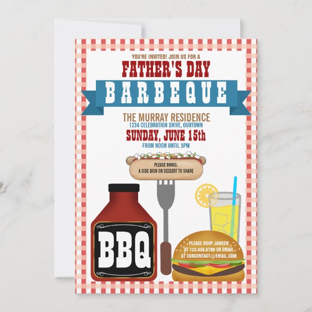 Father's Day Barbeque Party Invitations (Front)