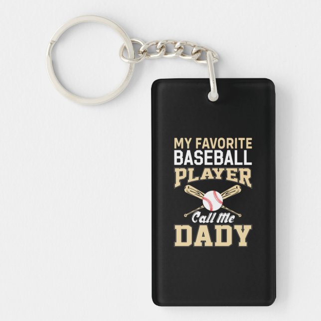 Father's Day Baseball Player Call Me Dad Key Ring (Front)