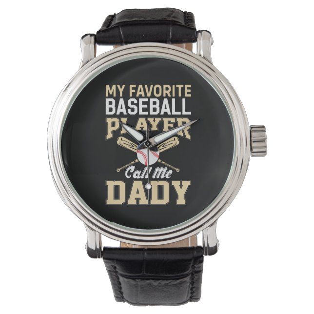 Father's Day Baseball Player Call Me Dad Watch (Front)