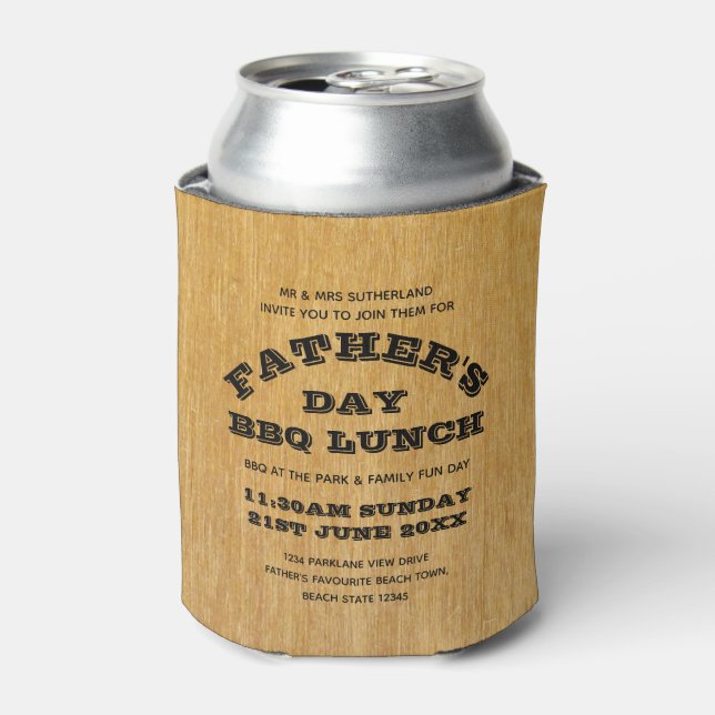 Father's Day BBQ Invitation Can Cooler (Can Front)