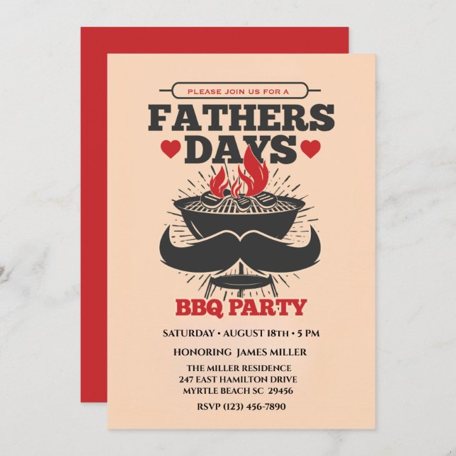 Father's Day BBQ Party Invitation (Front/Back)