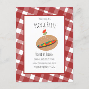 Father's Day BBQ Picnic Event Sandwich  Invitation Postcard