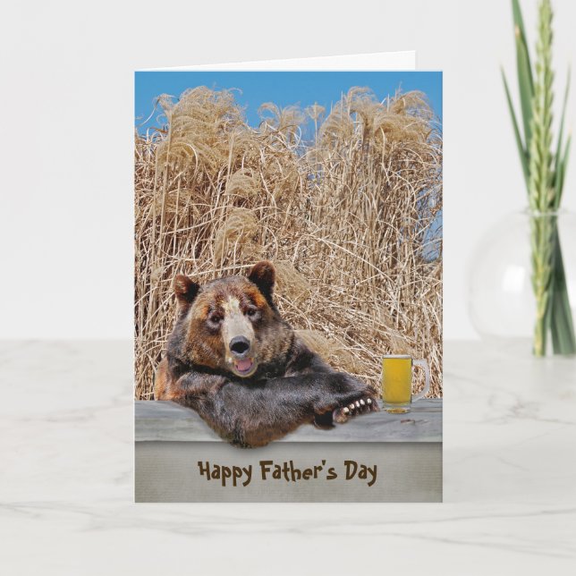 Father's Day bear with beer Card (Front)